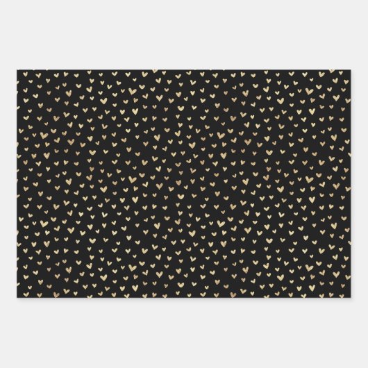 Schwarzes Gold Liebe Hörmuster Geschenkpapier Set (Vorderseite 2)