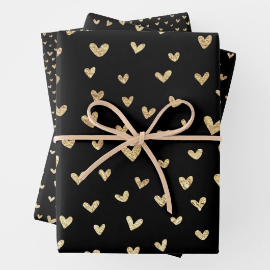 Schwarzes Gold Liebe Hörmuster Geschenkpapier Set (Beispiel)