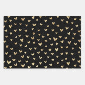 Schwarzes Gold Liebe Hörmuster Geschenkpapier Set (Vorderseite)