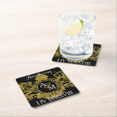 Schwarzes Gold Lion Unicorn Regal Emblem Rechteckiger Pappuntersetzer (Vor Ort)