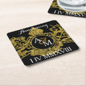 Schwarzes Gold Lion Unicorn Regal Emblem Rechteckiger Pappuntersetzer (angewinkelt)