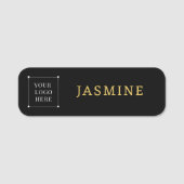 Schwarzes Gold-Logo Modern beruflich Namensschild (Vorderseite)