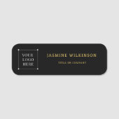 Schwarzes Gold Logo Moderne Social Media Icons Namensschild (Vorderseite)