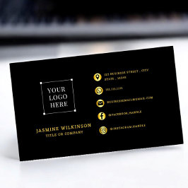 Schwarzes Gold Logo Moderne Social Media Icons Visitenkarte