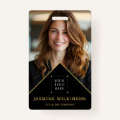 Schwarzes Gold-Logo Modernes Foto beruflich Ausweis (Vorderseite)