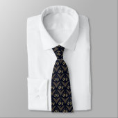 Schwarzes Gold Lotus Vintage Ethnomuster Krawatte (Gebunden)