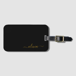 Schwarzes Gold Mädchen Schriftzug Name Modern Gepäckanhänger