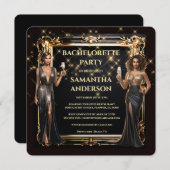 Schwarzes Gold Mädchen Wochenende Bacheloretto Einladung (Vorne/Hinten)
