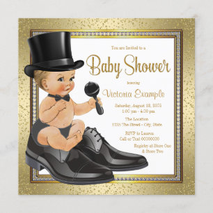 Schwarzes Gold Männchen Baby Shower Einladung
