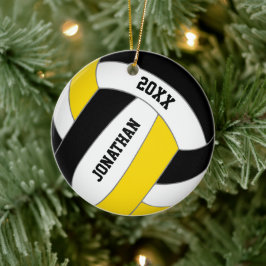 Schwarzes Gold - Mannschaft spielt Volleyball Keramik Ornament