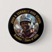 Schwarzes Gold Marching Band Foto High School Button (Vorderseite)