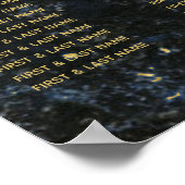 Schwarzes Gold Marmor Art Deco Hochzeitsslittkarte Poster (Ecke)