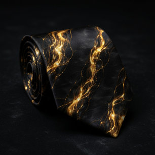 Schwarzes & Gold Marmor Flüssigkeitsmuster Krawatte