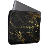 Schwarzes Gold-Marmorskript Laptopschutzhülle (Vorne Rechts)