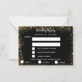 Schwarzes Gold Menü wählt Hochzeit RSVP Mitteilungskarte (Vorderseite)