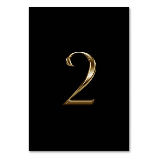 Schwarzes Gold Metallic Aussehen Nummer 2 Tischnummer (Vorderseite)