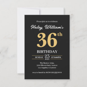 Schwarzes Gold Minimalistisch Modern Einfach 36. G Einladung