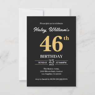 Schwarzes Gold Minimalistisch Modern Einfach 46. G Einladung