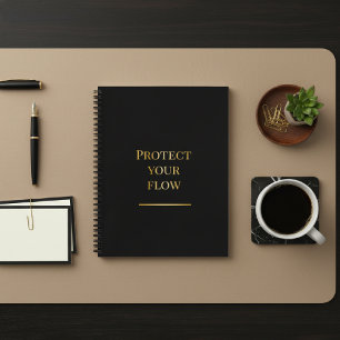 Schwarzes & Gold minimalistisches Fokus-Tagebuch Notizblock
