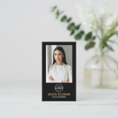 Schwarzes Gold Minimalistisches Foto QR-Code-Logo Visitenkarte (Stehend Vorderseite)