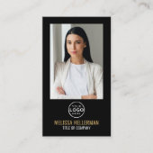 Schwarzes Gold Minimalistisches Foto QR-Code-Logo Visitenkarte (Vorderseite)