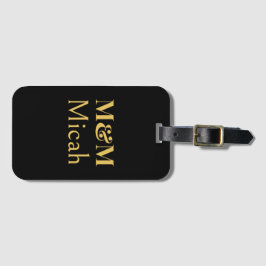 Schwarzes Gold Minimalistisches Monogramm Moderne  Gepäckanhänger