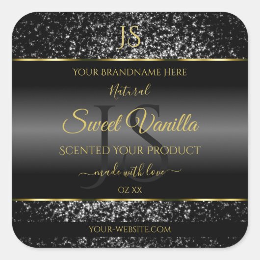 Schwarzes Gold mit Glitzer-Erstklassezeichen Quadratischer Aufkleber (Vorderseite)