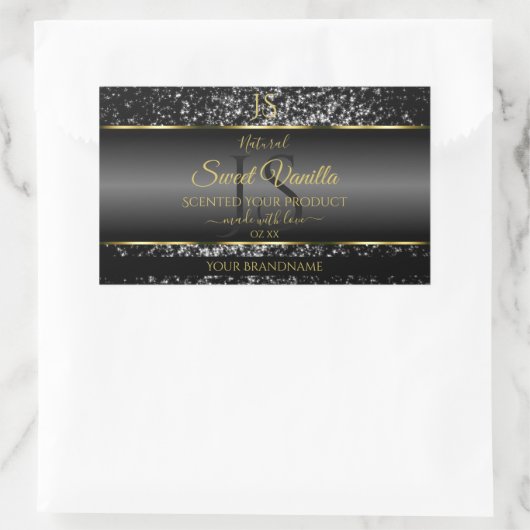 Schwarzes Gold mit Glitzer-Erstklassezeichen Rechteckiger Aufkleber (Tasche)