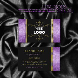 Schwarzes Gold mit Lila Glitzer-Logo für Zierwerbu Visitenkarte