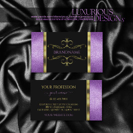 Schwarzes Gold mit Lila Glitzer Verziert Visitenkarte