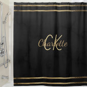 Schwarzes Gold mit Monogramm Duschvorhang