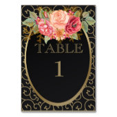 Schwarzes Gold mit rosa Rote Rosen Empfang Platzka Tischnummer (Vorderseite)