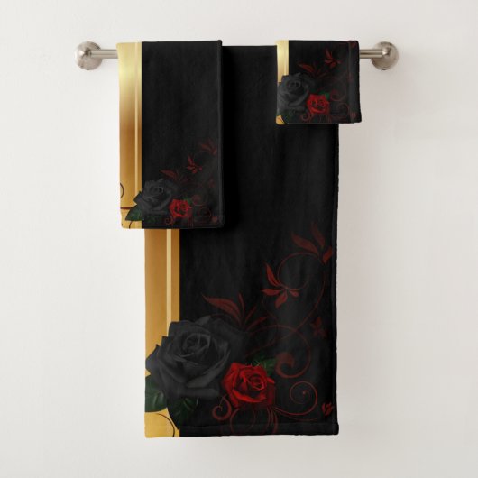 Schwarzes Gold mit Rose Badhandtuch Set (Insitu)