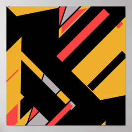 Schwarzes Gold mit rotem grauem MCM-ähnlichem Diag Poster