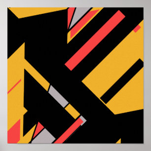 Schwarzes Gold mit rotem grauem MCM-ähnlichem Diag Poster