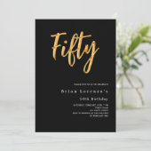 Schwarzes Gold, modern 50. Geburtstag Einladung (Stehend Vorderseite)