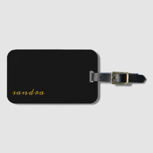 Schwarzes Gold Modern Chic Skript Mädchen Monogram Gepäckanhänger