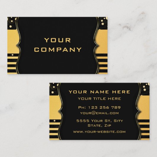 Schwarzes Gold Moderne Berufliche Visitenkarte (Vorne/Hinten)