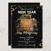 Schwarzes Gold Moderne Neujahrs-Party Einladung (Vorne/Hinten)