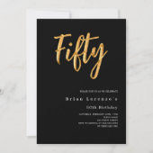 Schwarzes Gold moderner 50. Geburtstagsluxus Einladung (Vorderseite)