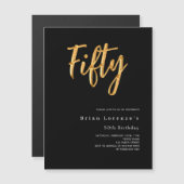 Schwarzes Gold moderner 50. Geburtstagsluxus Magneteinladung (Vorne/Hinten)