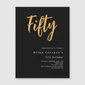 Schwarzes Gold moderner 50. Geburtstagsluxus Magneteinladung (Vorderseite)