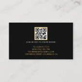 Schwarzes Gold Moderner QR-Code für Schwermaschine Visitenkarte (Rückseite)