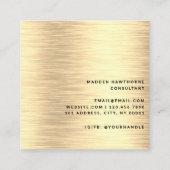 Schwarzes Gold Modernes, einfaches Minimal-Metall Quadratische Visitenkarte (Rückseite)