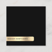 Schwarzes Gold Modernes, einfaches Minimal-Metall Quadratische Visitenkarte (Vorderseite)