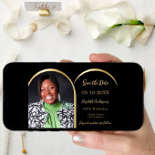 Schwarzes Gold modernes Foto-Bogen Geburtstag Save The Date