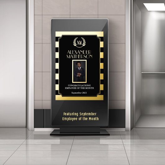Schwarzes Gold Modernes Foto Mitarbeiter des Monat Foliendrucke