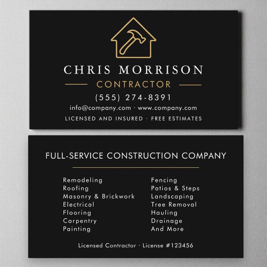 Schwarzes Gold Modernes Gebäude Visitenkarte