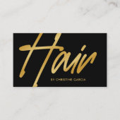 Schwarzes Gold Modernes Hair Stylist Visitenkarte (Vorderseite)