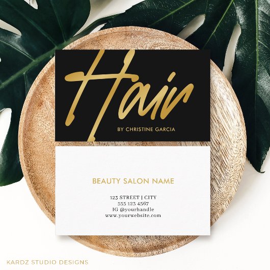 Schwarzes Gold Modernes Hair Stylist Visitenkarte